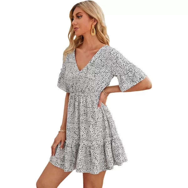 Floerns Women's Tropical Floral Plunging V Neck Tie Open Back Summer Short Dress