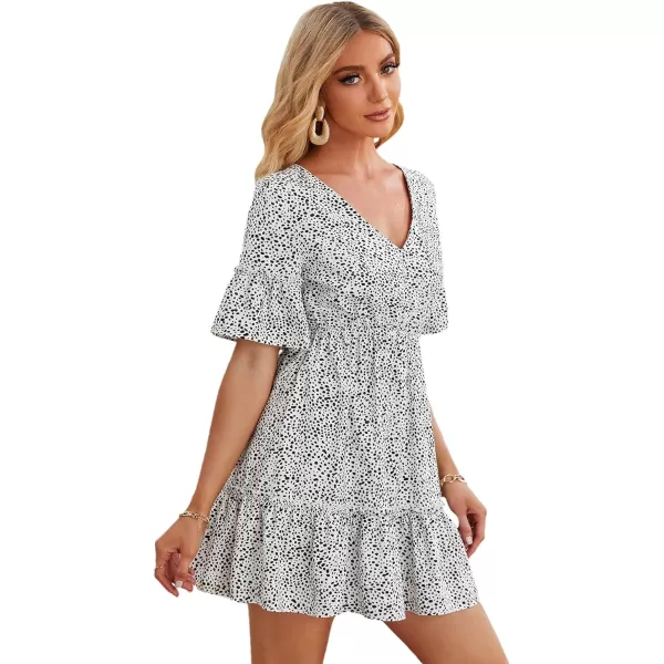 Floerns Women's Tropical Floral Plunging V Neck Tie Open Back Summer Short Dress