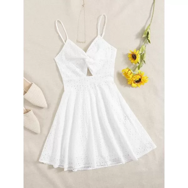 Floerns Women's Twist Front Cut Out Sleeveless Knot Back Boho Cami Dress