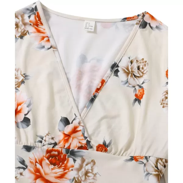Floerns Women's V Neck Long Bell Sleeve Wrap Blouse Top Tee Shirts
