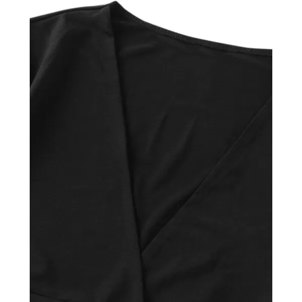 Floerns Women's V Neck Long Bell Sleeve Wrap Blouse Top Tee Shirts