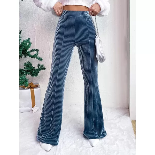 Floerns Women's Velvet Elastic Waist Flare Leg Palazzo Long Pants Trousers