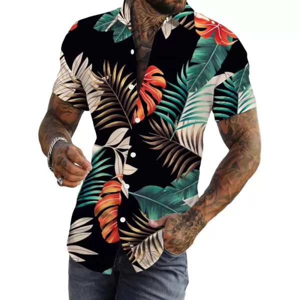 Floerns Men's Striped Shirts Casual Short Sleeve Button Down Shirts