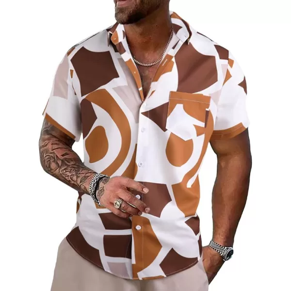 Floerns Men's Striped Shirts Casual Short Sleeve Button Down Shirts