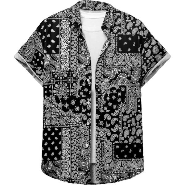 Floerns Men's Striped Shirts Casual Short Sleeve Button Down Shirts