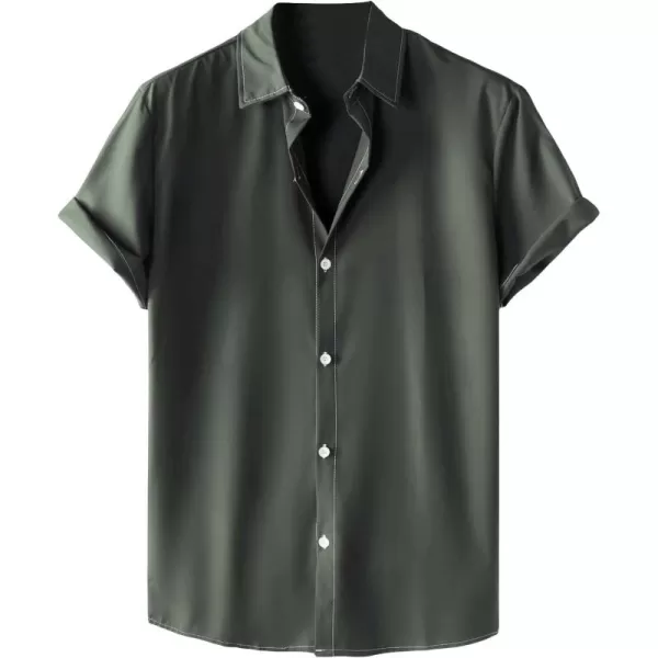 Floerns Men's Striped Shirts Casual Short Sleeve Button Down Shirts