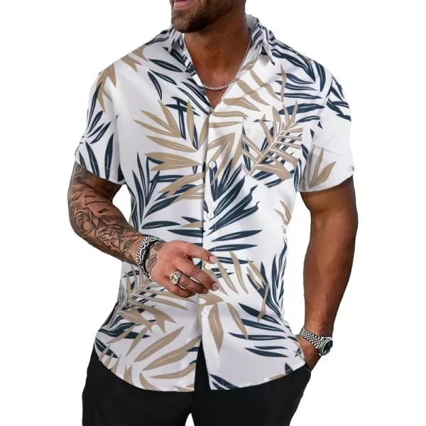 Floerns Men's Striped Shirts Casual Short Sleeve Button Down Shirts