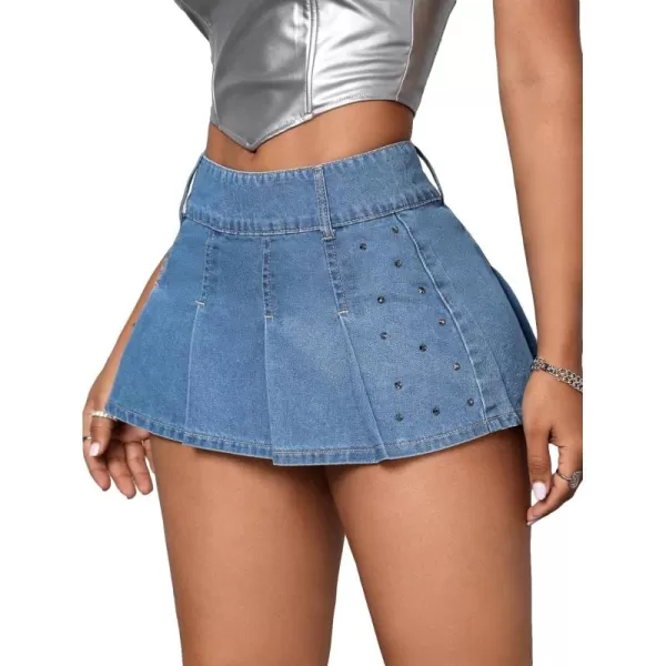 Floerns Women's Casual Pleated Hem Mini Skirt School Uniform Short Skirts