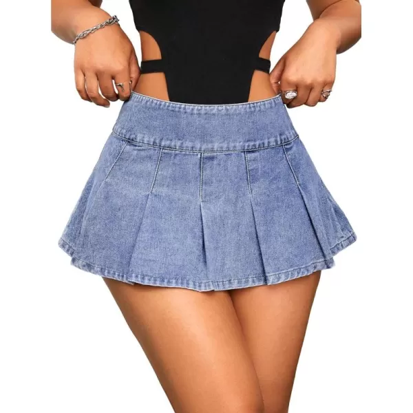 Floerns Women's Casual Pleated Hem Mini Skirt School Uniform Short Skirts