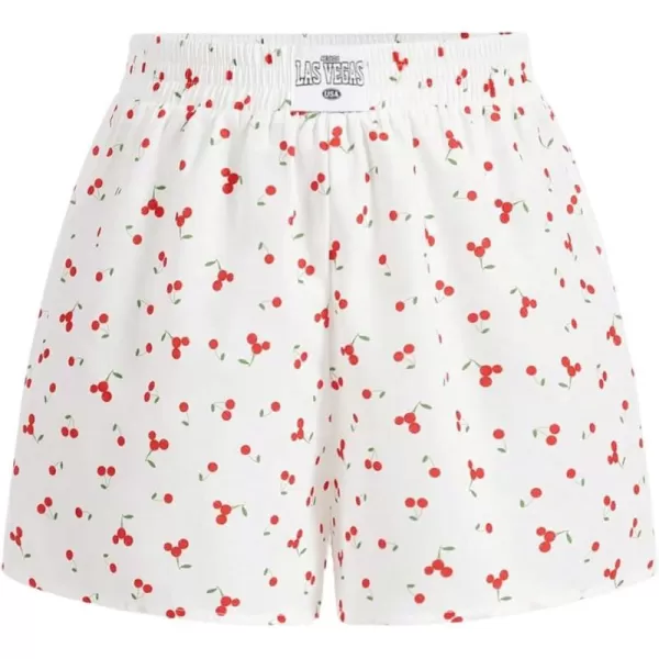 Floerns Women's Plaid Print Elastic High Waist Wide Leg Casual Shorts
