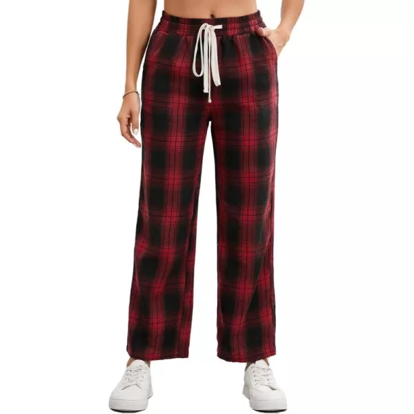 Floerns Women's Plaid Print Elastic Waist Sleepwear Pajama Bottom Pants