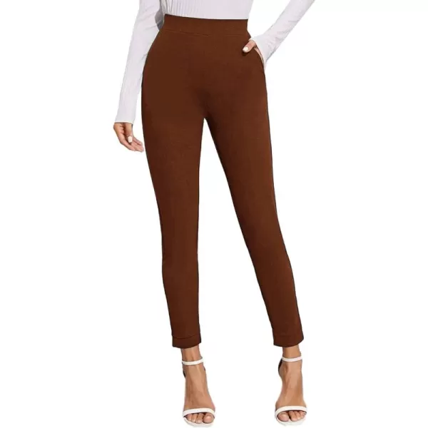 Floerns Women's Solid High Waist Tapered Ankle Stretch Work Pants