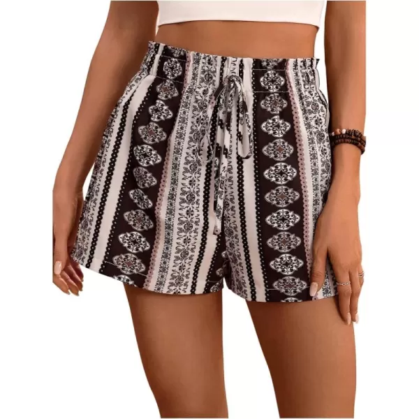 Floerns Women's Summer Tribal Print Elastic Waist Beach Shorts