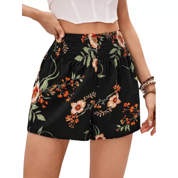 Floerns Women's Summer Tribal Print Elastic Waist Beach Shorts