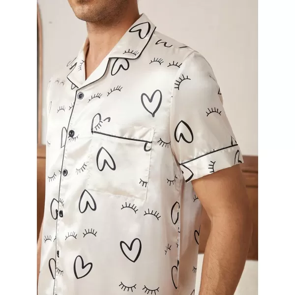 Floerns Men's Allover Print Short Sleeve Button Down Shirt Top and Shorts Pj Set