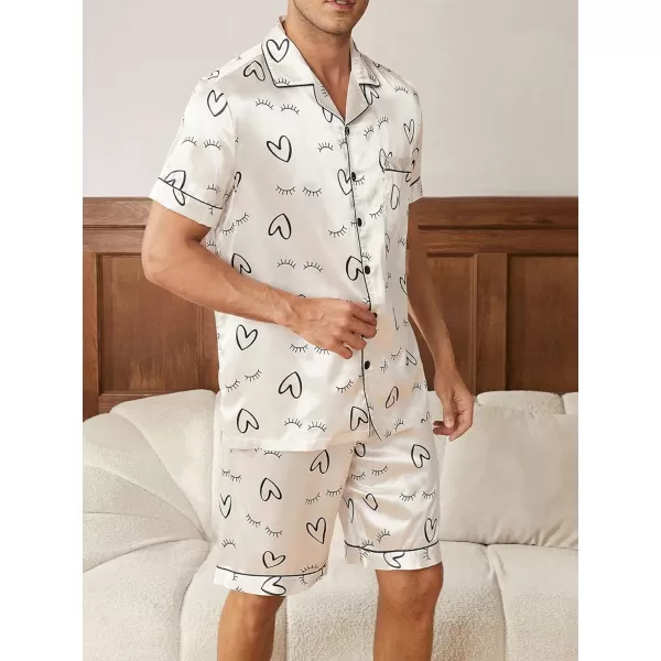 Floerns Men's Allover Print Short Sleeve Button Down Shirt Top and Shorts Pj Set
