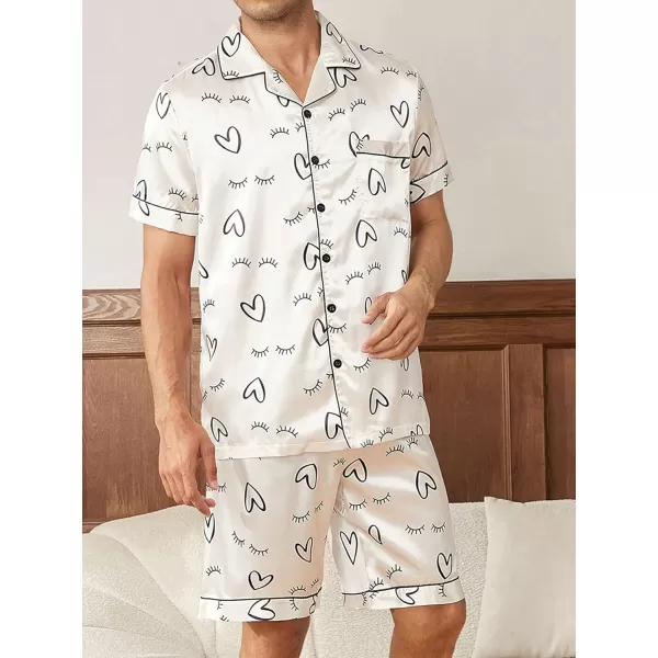 Floerns Men's Allover Print Short Sleeve Button Down Shirt Top and Shorts Pj Set