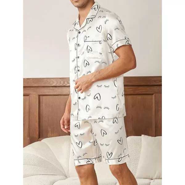 Floerns Men's Allover Print Short Sleeve Button Down Shirt Top and Shorts Pj Set