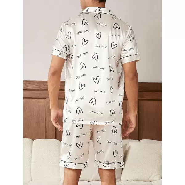 Floerns Men's Allover Print Short Sleeve Button Down Shirt Top and Shorts Pj Set