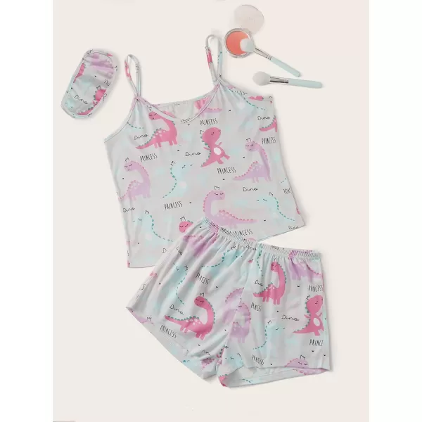 Floerns Women's 2 Piece Cute Cartoon Print Summer Pajama Set Cami Top and Shorts