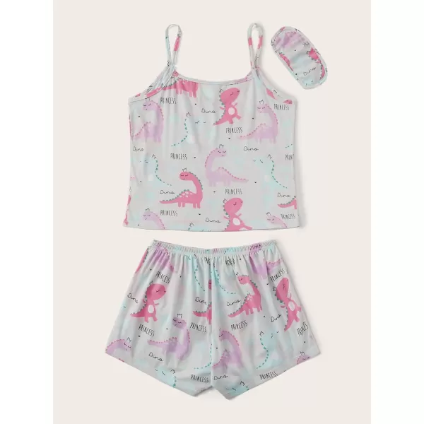 Floerns Women's 2 Piece Cute Cartoon Print Summer Pajama Set Cami Top and Shorts