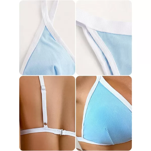 Floerns Women's 2 Piece Push Up V Neck High Waist Beachwear Swimsuit Bikini Set