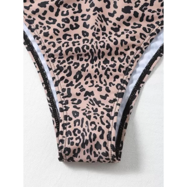 Floerns Women's Allover Print Criss Cross Tie Front Two Piece Bikini Swimsuit