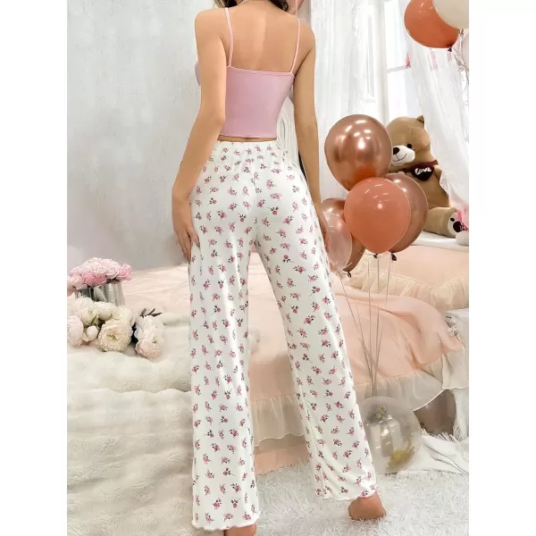 Floerns Women's Floral Print Crop Cami Top &amp; Pants 2 Piece Pajama Set