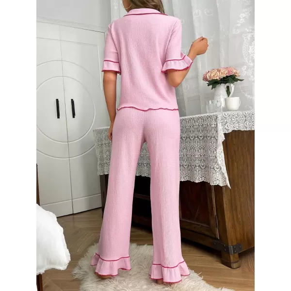 Floerns Women's Pajama Sets Short Sleeve Shirts and Pants Sleepwear Pjs Lounge Sets