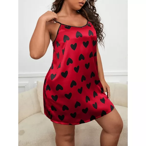 Floerns Women's Plus Leopard Satin Cami Nightdress Slip Dress Sleepwear