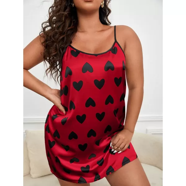 Floerns Women's Plus Leopard Satin Cami Nightdress Slip Dress Sleepwear