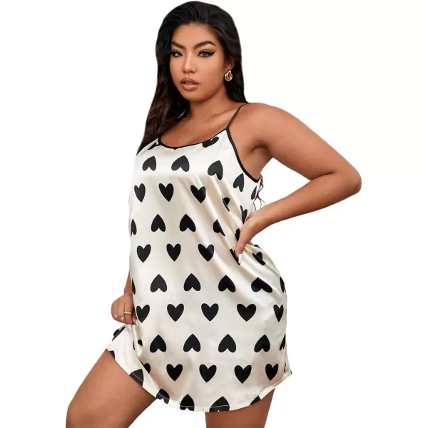 Floerns Women's Plus Leopard Satin Cami Nightdress Slip Dress Sleepwear