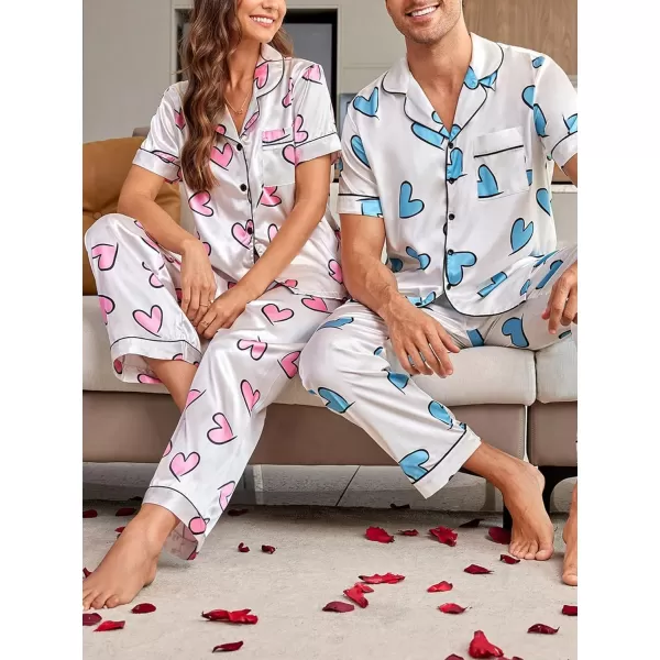 Floerns Women's Printed Two Piece Short Sleeve Sleepwear Long Pants Pajamas Sets