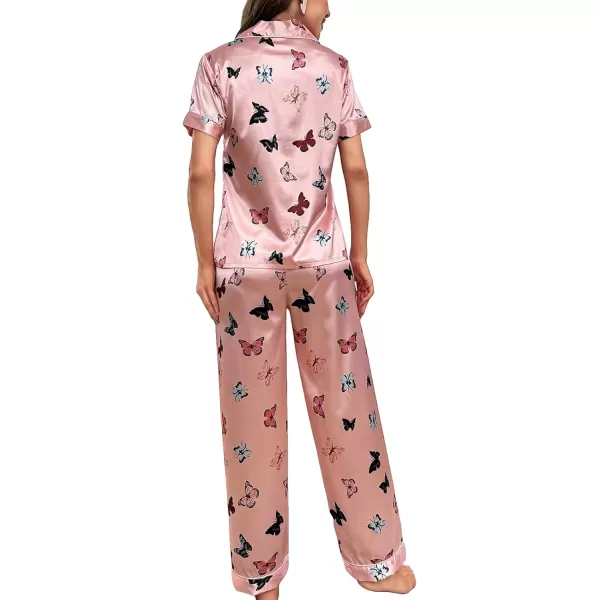 Floerns Women's Printed Two Piece Short Sleeve Sleepwear Long Pants Pajamas Sets