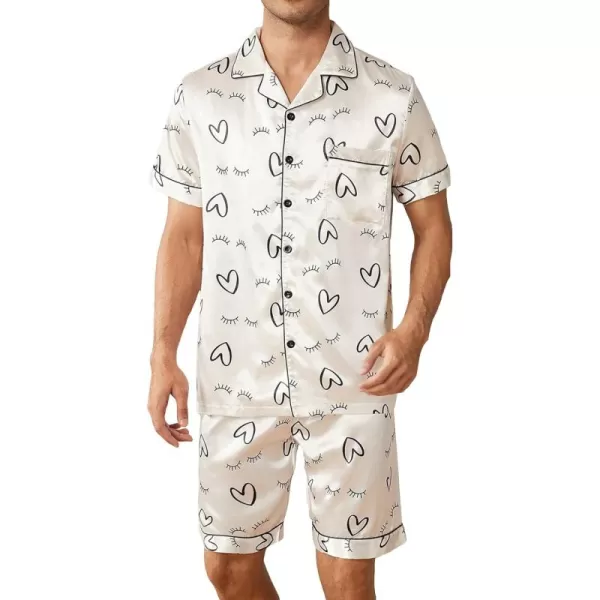 Floerns Men's Allover Print Short Sleeve Button Down Shirt Top and Shorts Pj Set