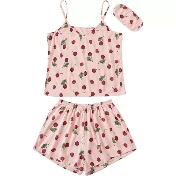 Floerns Women's 2 Piece Cute Cartoon Print Summer Pajama Set Cami Top and Shorts