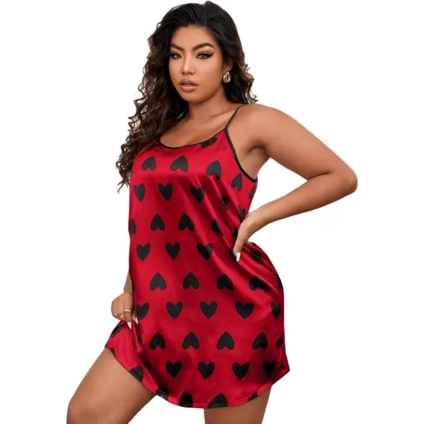 Floerns Women's Plus Leopard Satin Cami Nightdress Slip Dress Sleepwear