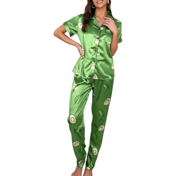 Floerns Women's Printed Two Piece Short Sleeve Sleepwear Long Pants Pajamas Sets