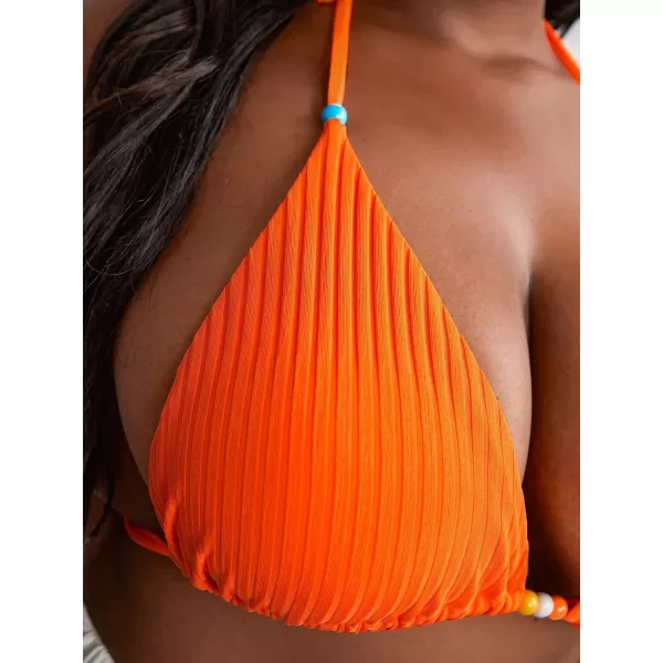 Floerns Women's Plus Size Criss Cross Halter Triangle 2 Piece Bikini Swimsuit