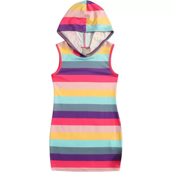 Floerns Toddler Girl's Striped Print Sleeveless Hooded Neck Pencil Short Dress