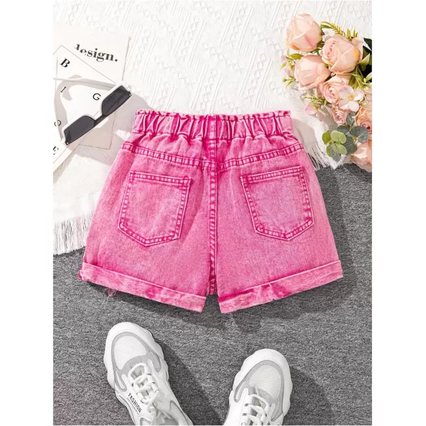 Floerns Girl's Causal Star Pattern Ripped Raw Hem High Waist Denim Shorts