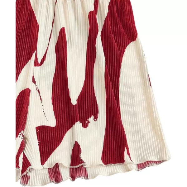 Floerns Women's Graphic Print Lettuce Trim Elastic High Waist Wide Leg Shorts