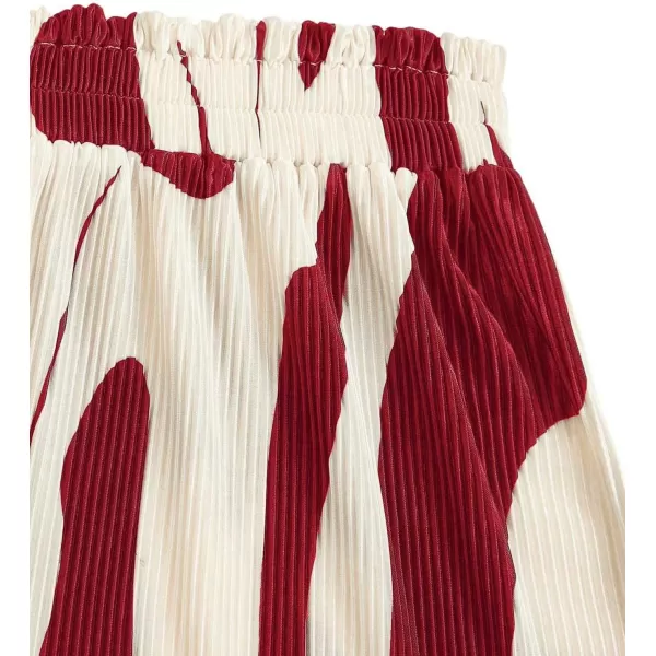 Floerns Women's Graphic Print Lettuce Trim Elastic High Waist Wide Leg Shorts