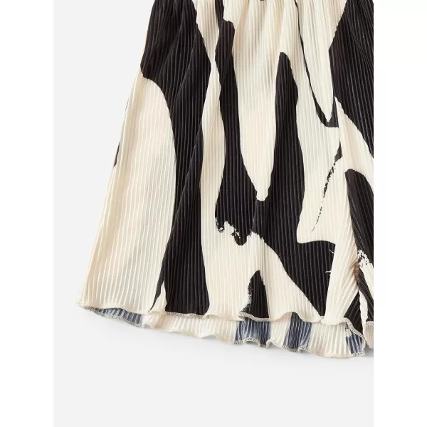 Floerns Women's Graphic Print Lettuce Trim Elastic High Waist Wide Leg Shorts