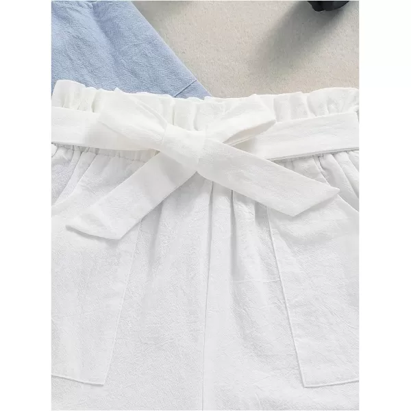 Floerns Girl's Casual Ruched Paperbag Waist Tie Knot Front High Waist Textured Shorts