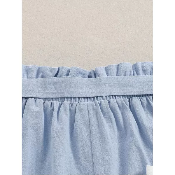 Floerns Girl's Casual Ruched Paperbag Waist Tie Knot Front High Waist Textured Shorts