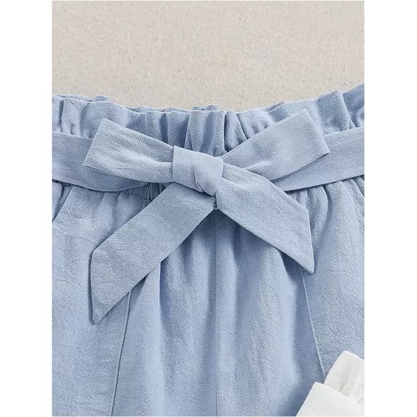 Floerns Girl's Casual Ruched Paperbag Waist Tie Knot Front High Waist Textured Shorts