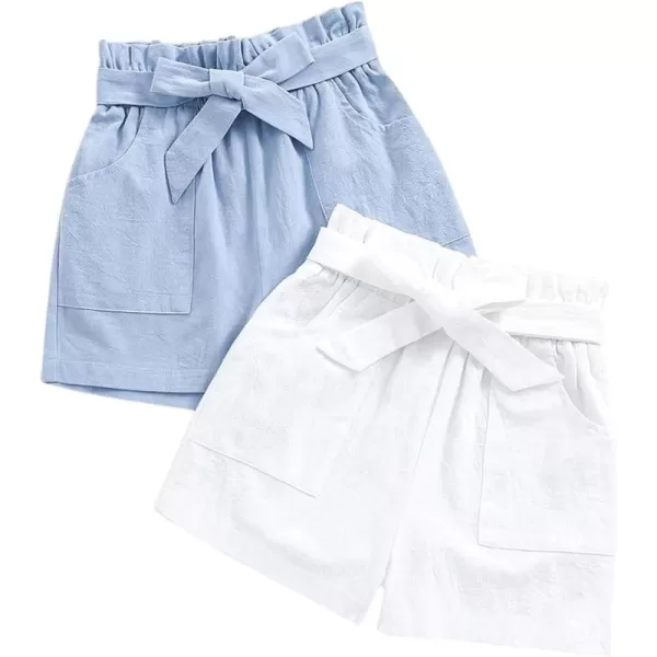 Floerns Girl's Casual Ruched Paperbag Waist Tie Knot Front High Waist Textured Shorts