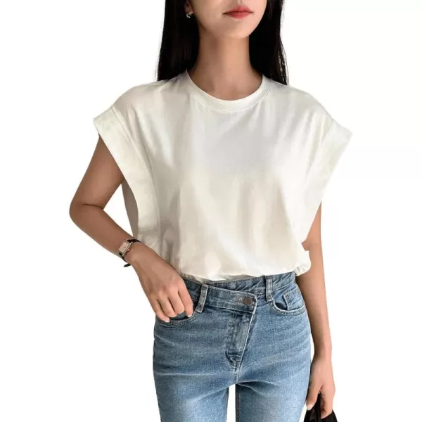 Floerns Women's Casual Stripe Print Cap Sleeve T Shirts Round Neck Tee