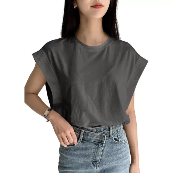 Floerns Women's Casual Stripe Print Cap Sleeve T Shirts Round Neck Tee
